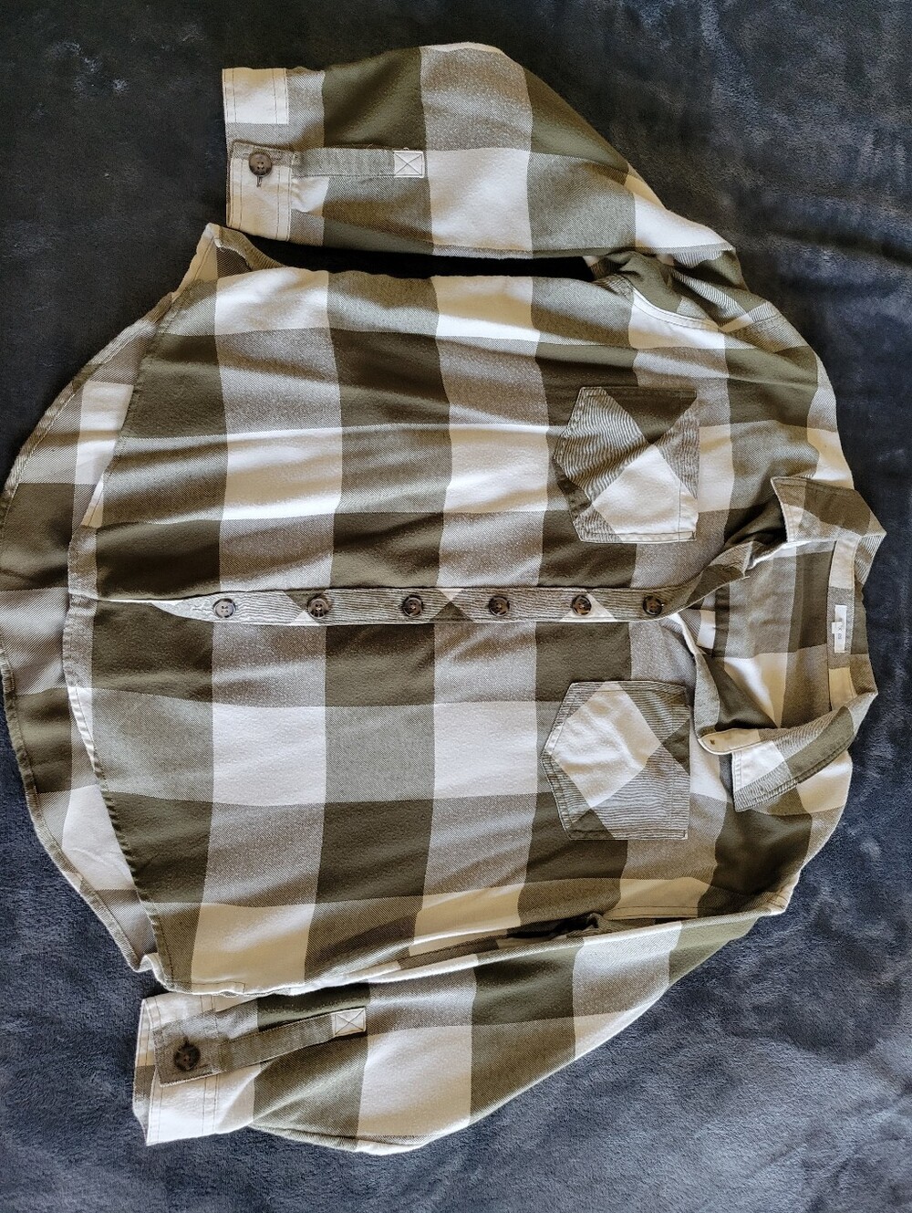 Maurices Olive Green And White Plaid Shirt